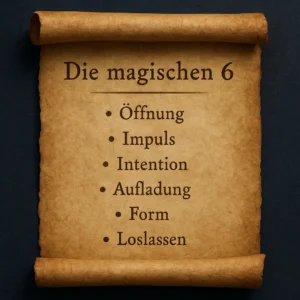 6 Manifestationsprinzipien magischen Wirkens: Öffnung, Impuls, Intention, Aufladung, Form und Loslassen